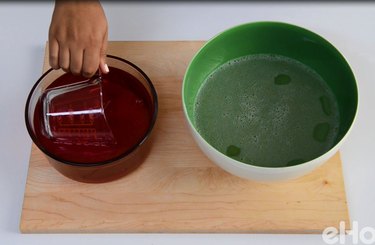 Add the red gelatin to the clear gelatin and mix together.