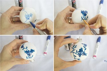 Repeating flower pattern on all sides of ornament