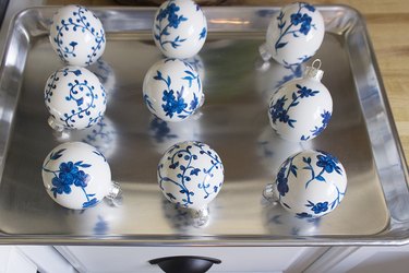 Baking ornaments for 30 minutes.