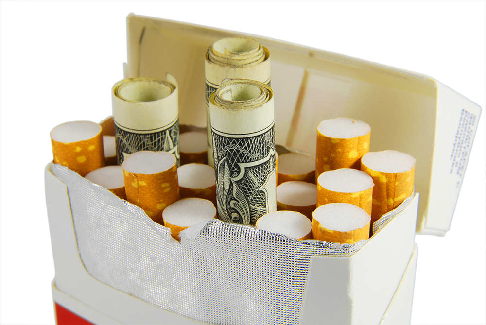 cigarettes and money